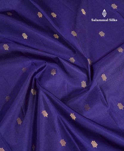 Beautiful Navy Blue Pure Kanjivaram Silk Saree With Traditional Small Border