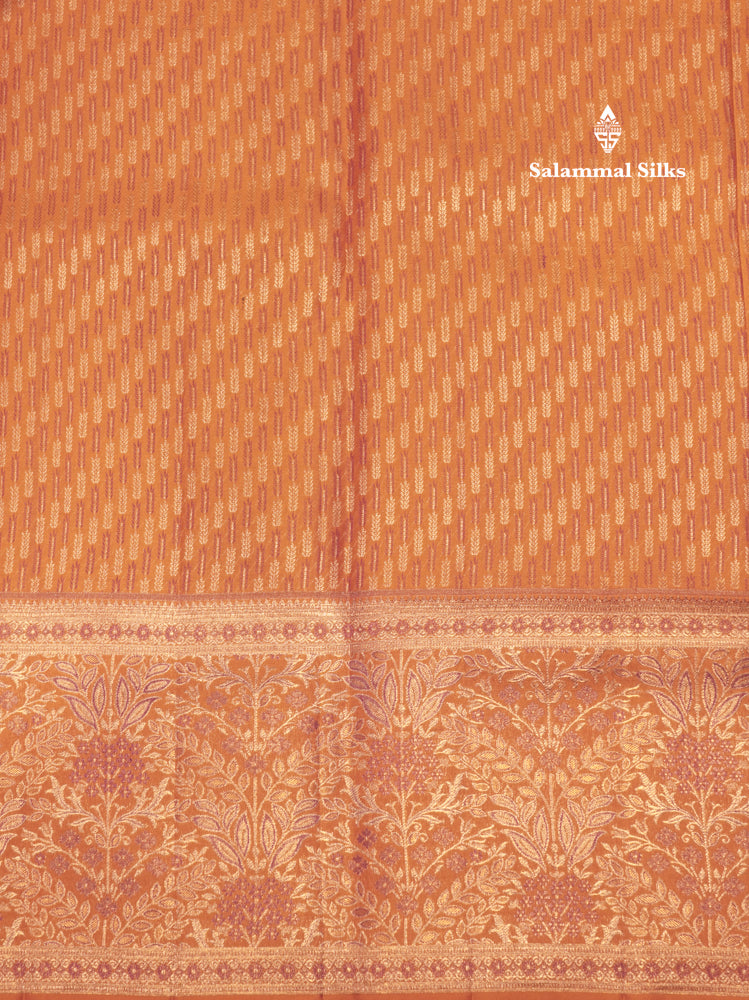 Violet Colour Pure Kanjivaram Fancy Silk Saree with Orange Border