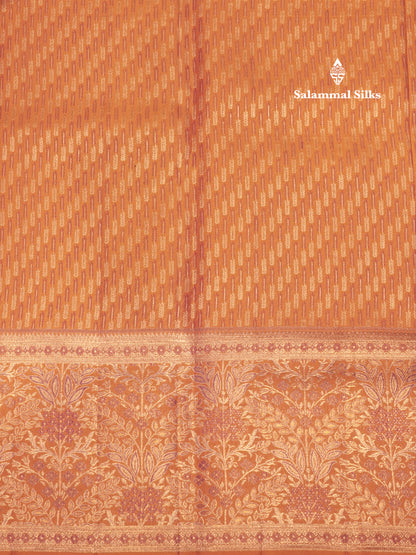 Violet Colour Pure Kanjivaram Fancy Silk Saree with Orange Border