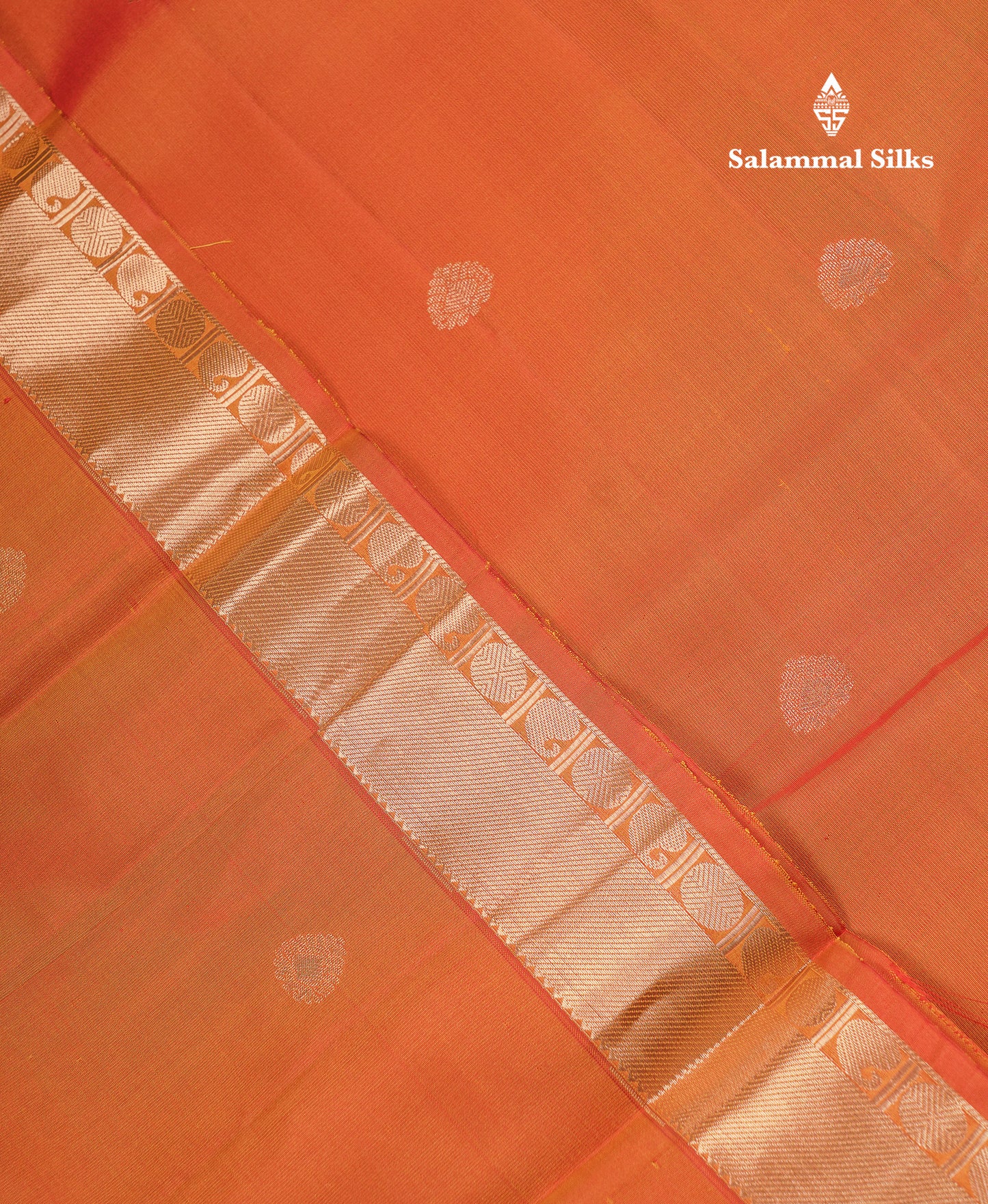 Beautiful Rust Orange Pure Kanjivaram Silk Saree With Traditional Small Border