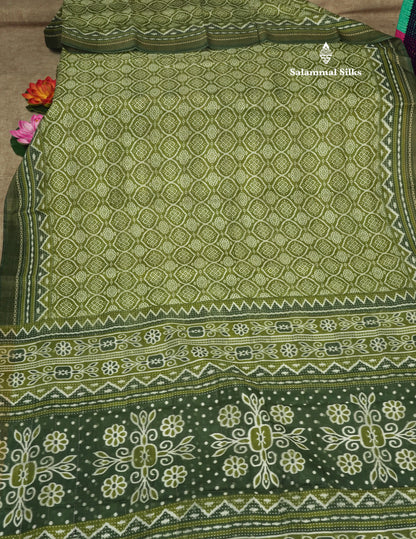 Purple Colour Printed Cotton Mix Saree With Blouse