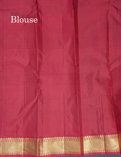 Paalum Pazham Zari Checks Pure Kanjivaram Silk Saree With Traditional Border