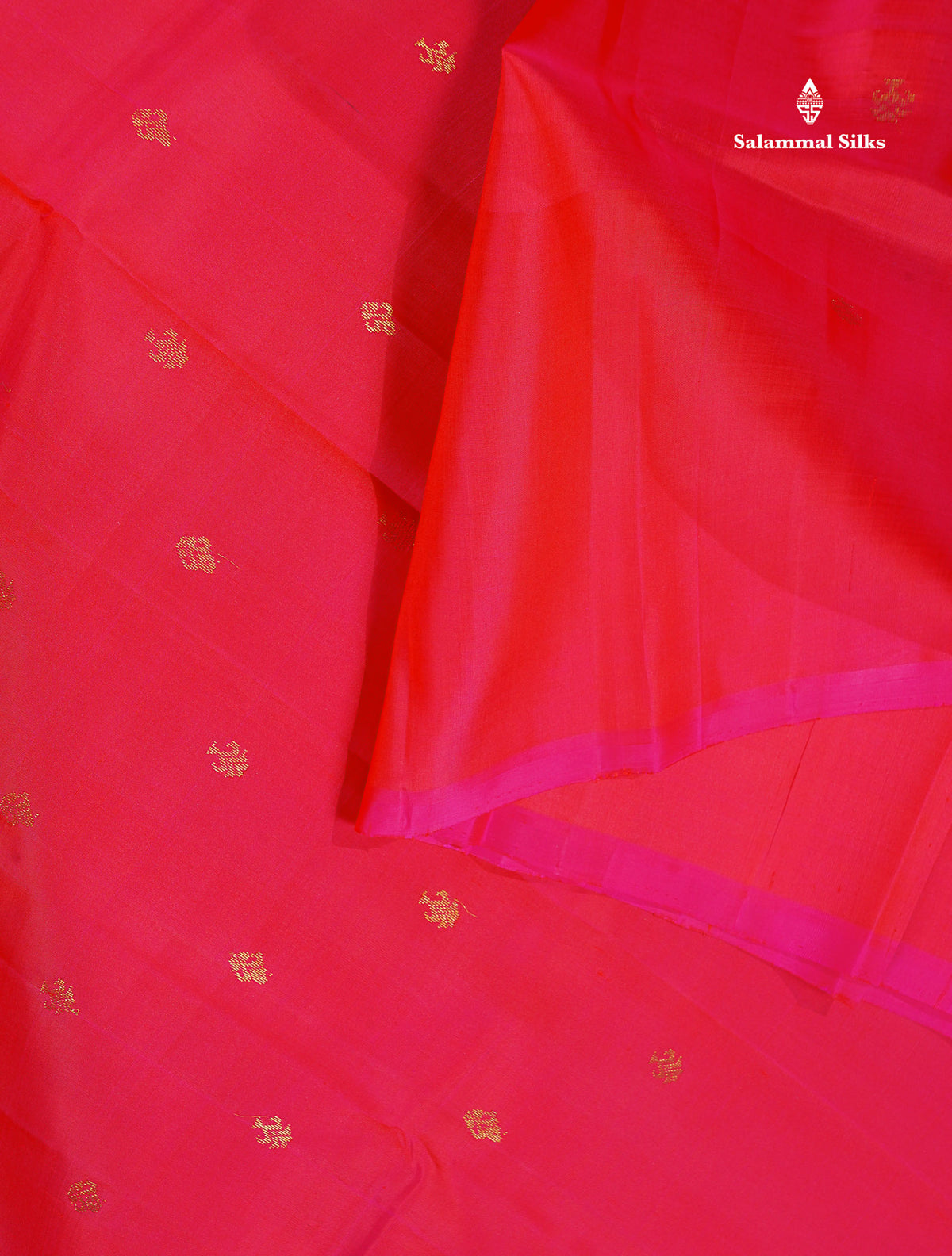 One Side Border Pure Silk Saree - Redish Pink Colour Body Zari Butta With Purple Border