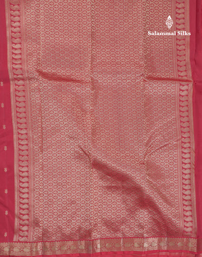 Chilly Red Pure Kanjivaram Silk Saree With Self Small Traditional Border