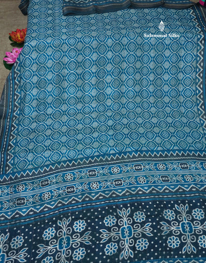 Purple Colour Printed Cotton Mix Saree With Blouse