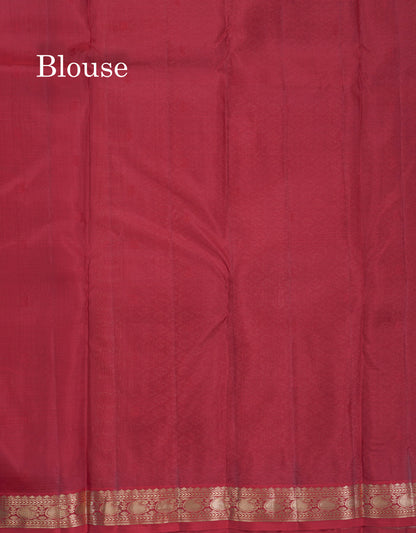 Chilly Red Pure Kanjivaram Silk Saree With Self Small Traditional Border