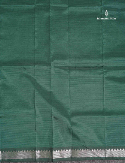 Traditional Border Of Dark Bottle Green Semi Silk Cotton Saree 