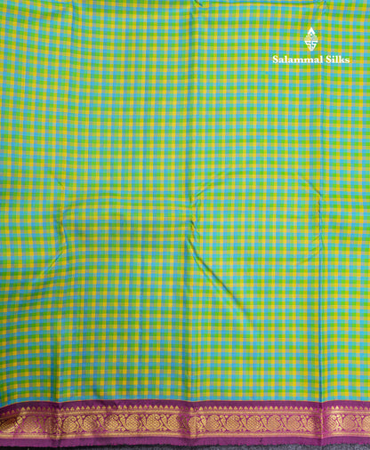Multi Color Small Check Kanjivaram Pure Silk saree with Majentha Blouse
