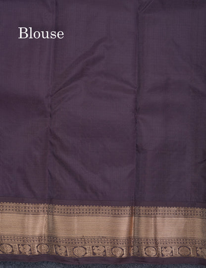 Mustard Yellow Pure Kanjivaram Silk Saree With Contrast Dark Brown Border