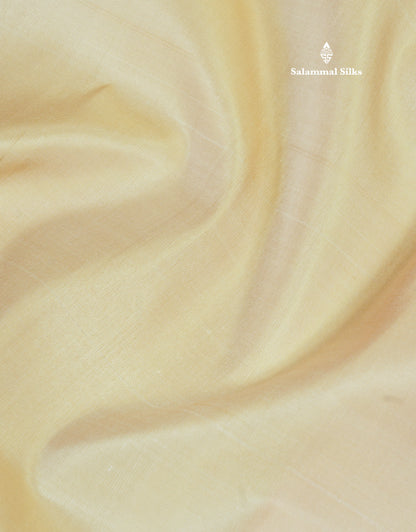 Beige Plain 8Kol Pure Kanjivaram Silk Saree with Contrast Multicolour Temple Border