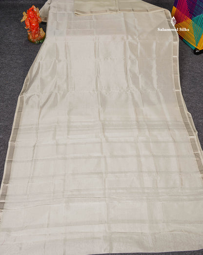 Full View Of Half White Semi Silk Cotton Saree 