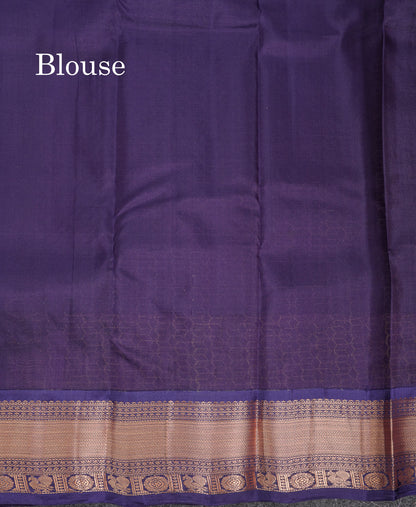 Beautiful Maroon Pure Kanjivaram Silk Saree With Contrast Navy Blue Traditional Border