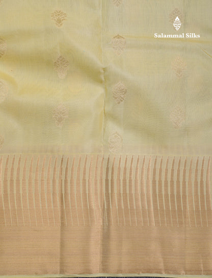 Mustard Yellow Pure Kanjivaram Silk Saree With Self Traditional Temple Border