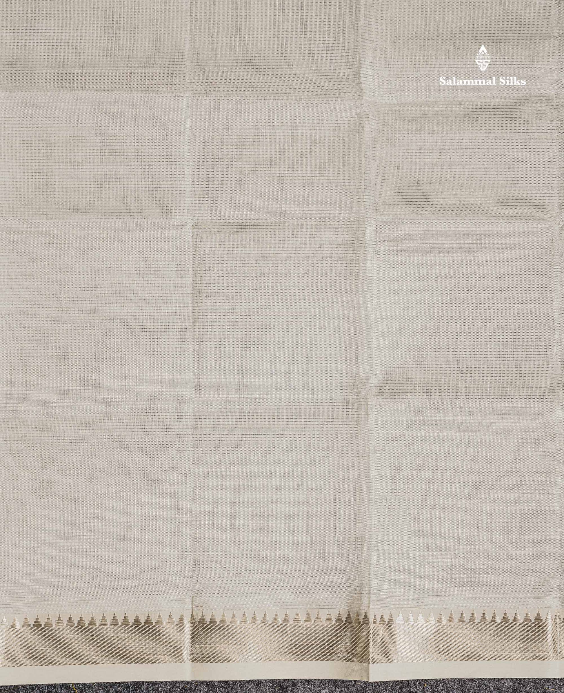 Traditional Border Of Half White Semi Silk Cotton Saree 