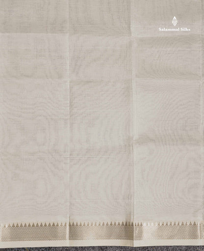 Traditional Border Of Half White Semi Silk Cotton Saree 