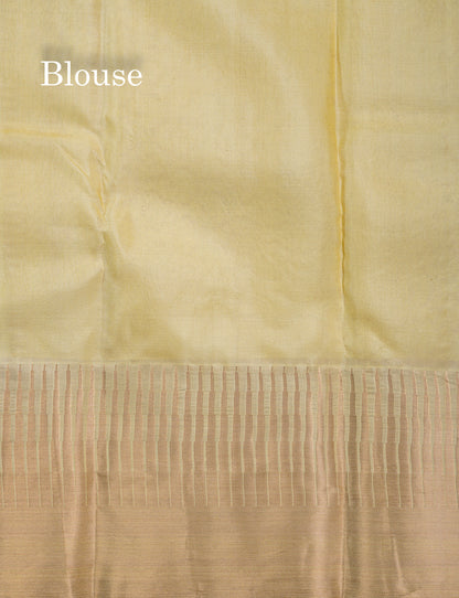 Mustard Yellow Pure Kanjivaram Silk Saree With Self Traditional Temple Border