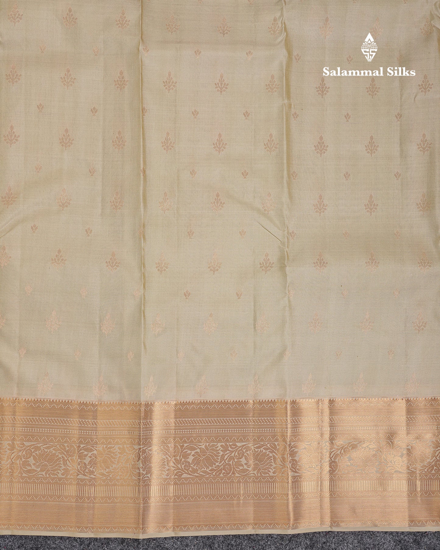Beautiful Cream Sandal Pure Kanjivaram Silk Saree With Traditional Evening Morning Border