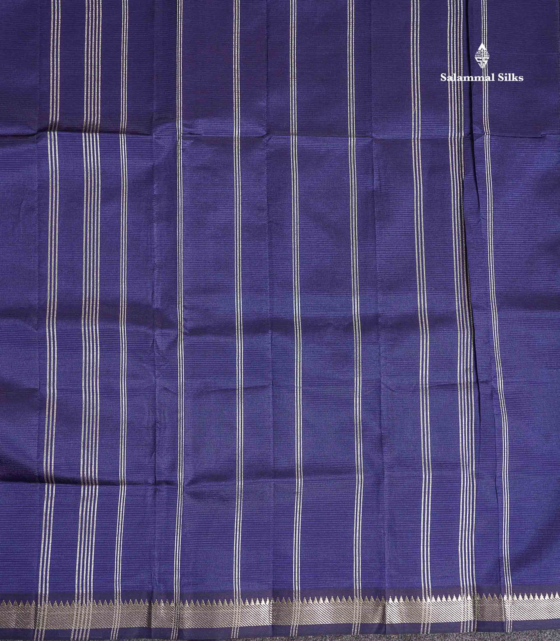 Pallu Of Navy Blue Semi Silk Cotton Saree