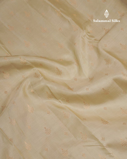Beautiful Cream Sandal Pure Kanjivaram Silk Saree With Traditional Evening Morning Border