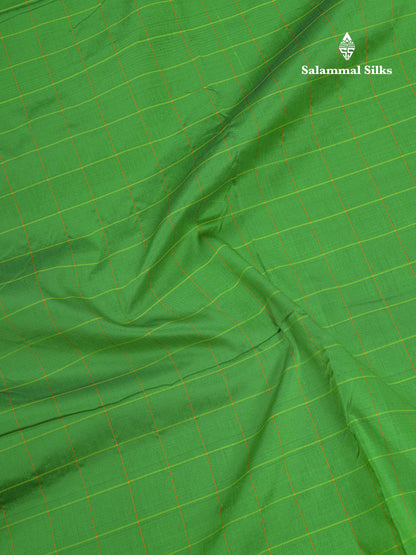 9 Yards Semi Silk Saree Green with Contrast Pink Border