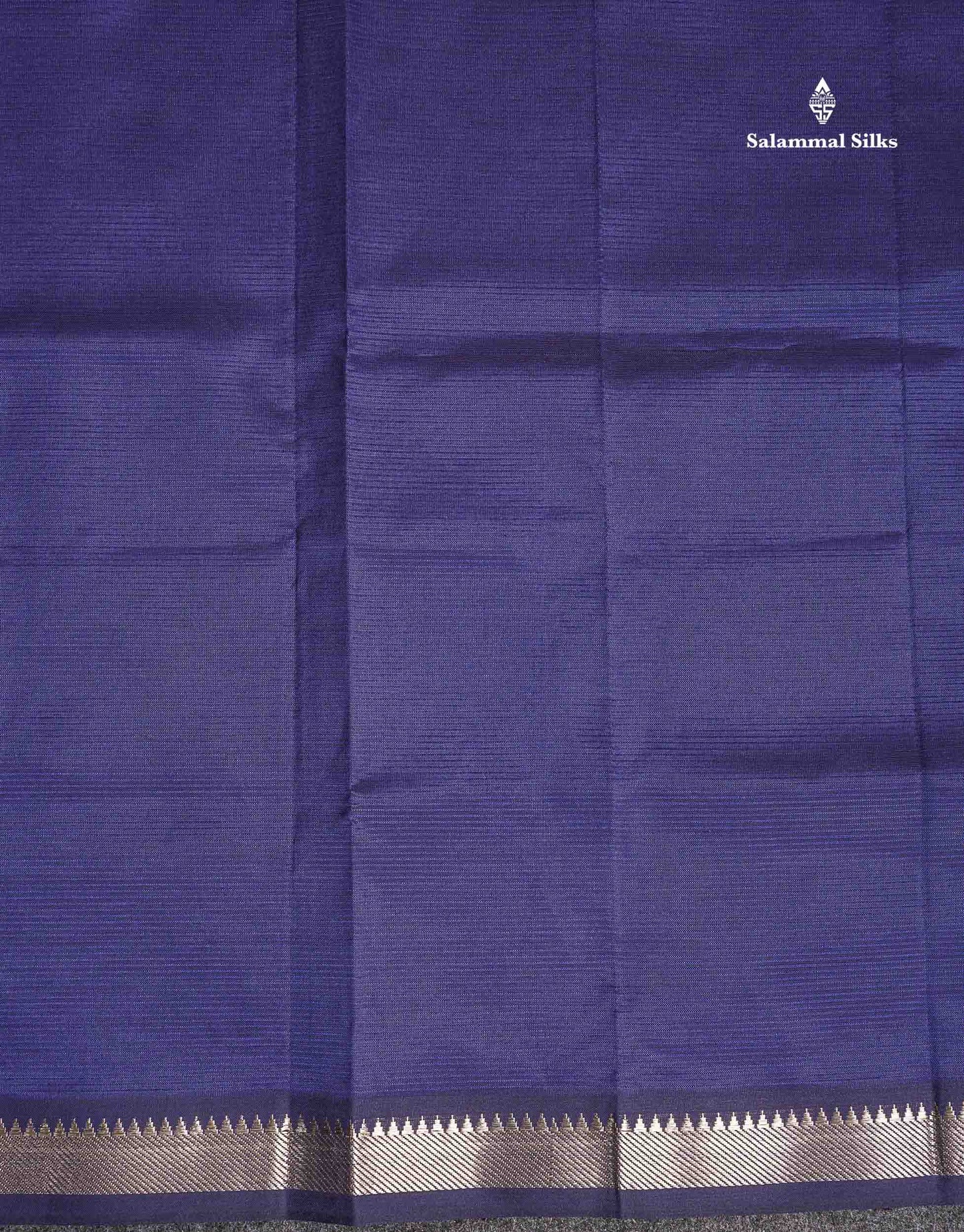 Traditional Border Of Navy Blue Semi Silk Cotton Saree 