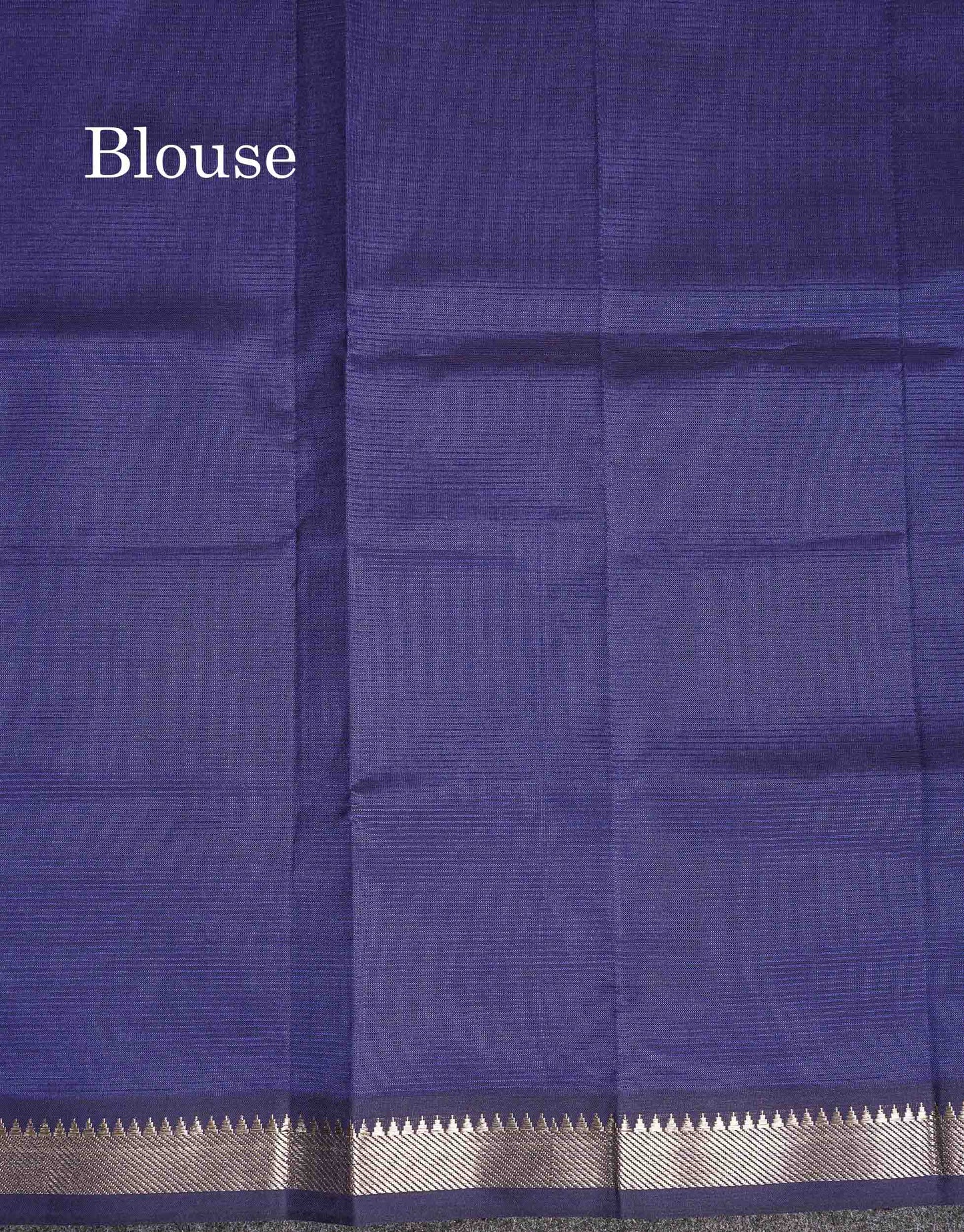 Self Blouse Of Navy Blue Semi Silk Cotton Saree 