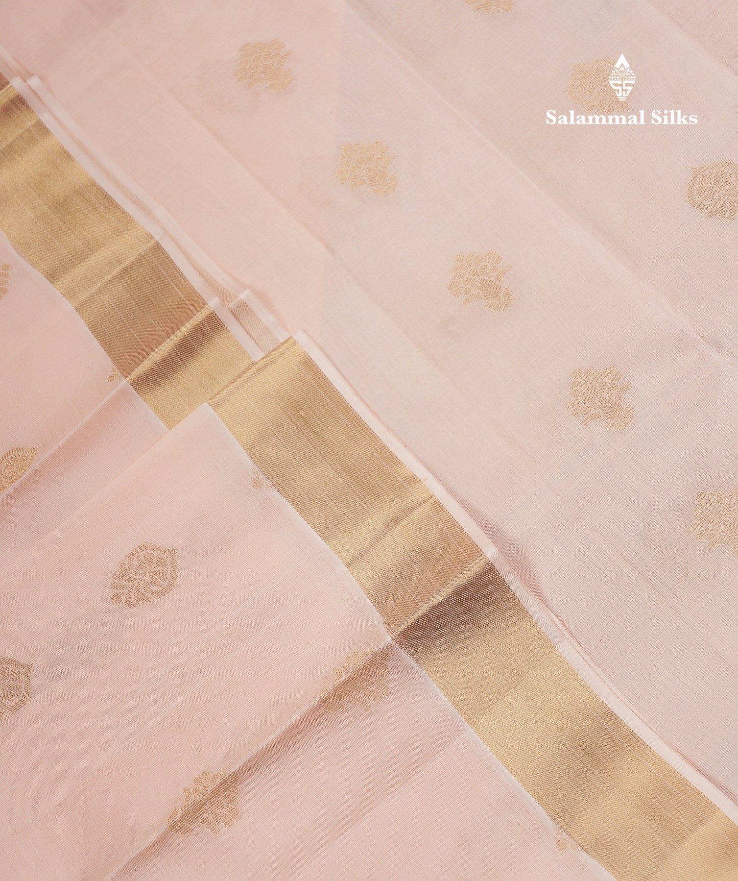 Beautiful Peach Pure Kanjivaram Silk Saree With Evening Morning Traditional Temple Border