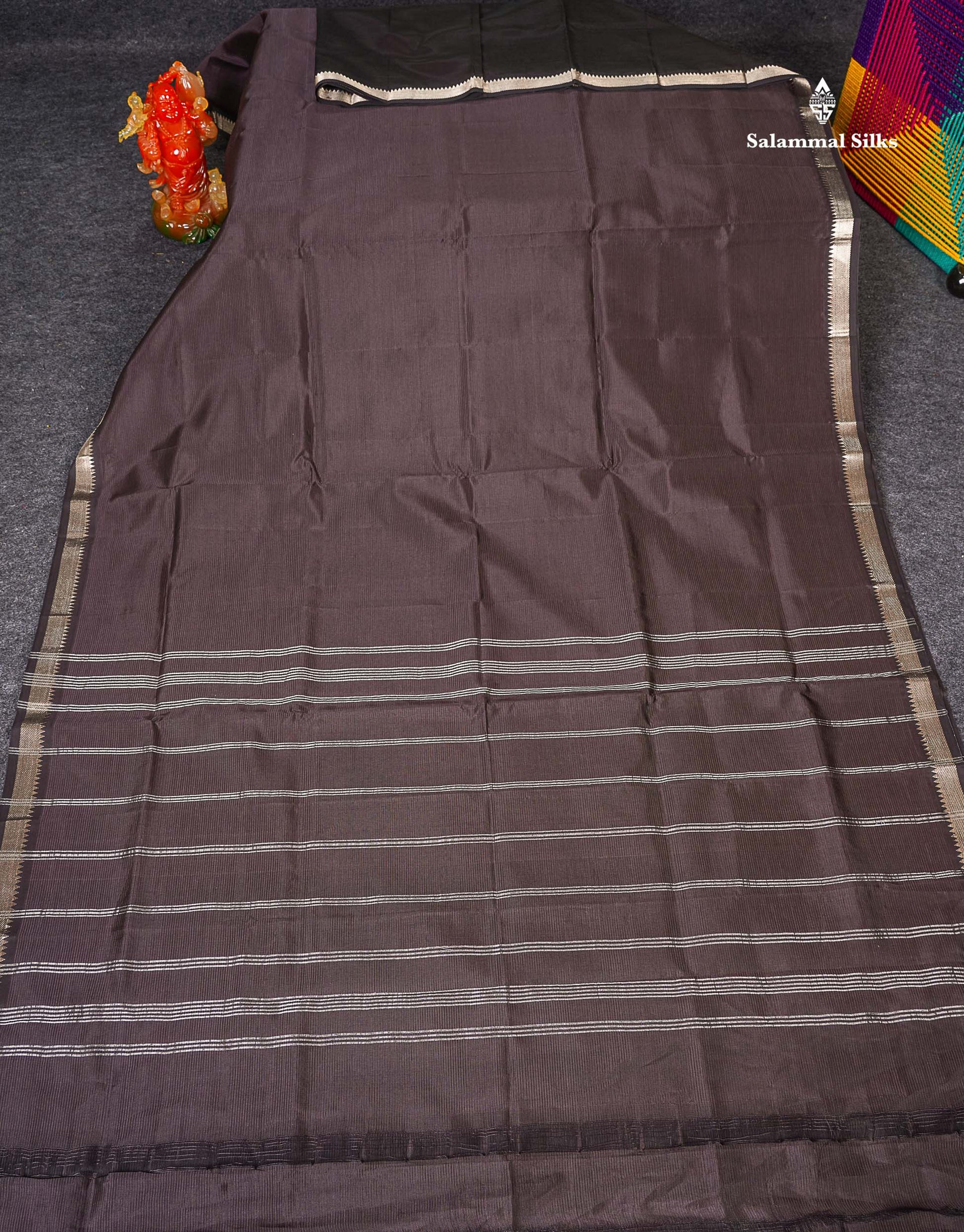 Full View Of Coffee Brown Semi Silk Cotton Saree 