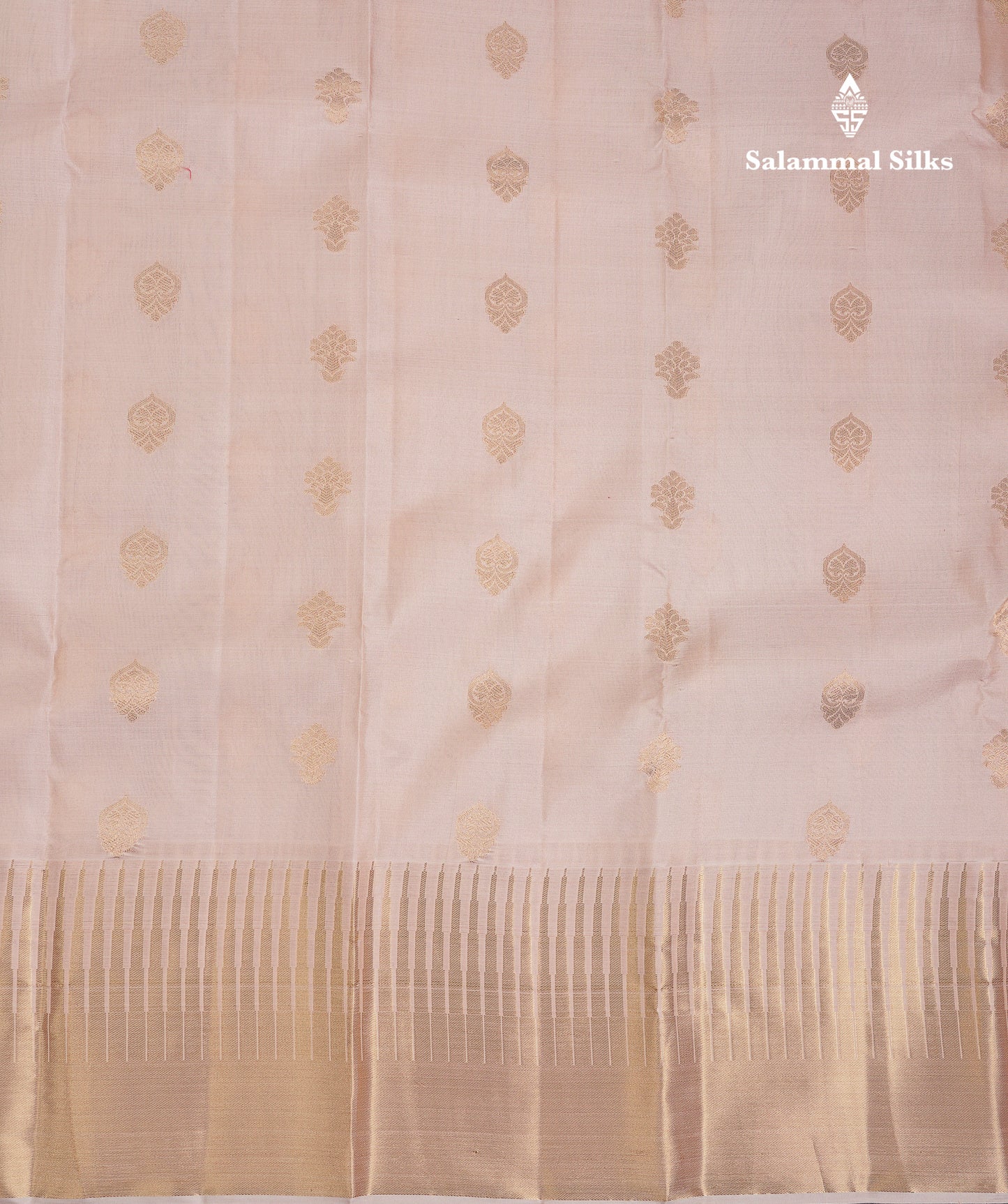 Beautiful Peach Pure Kanjivaram Silk Saree With Evening Morning Traditional Temple Border