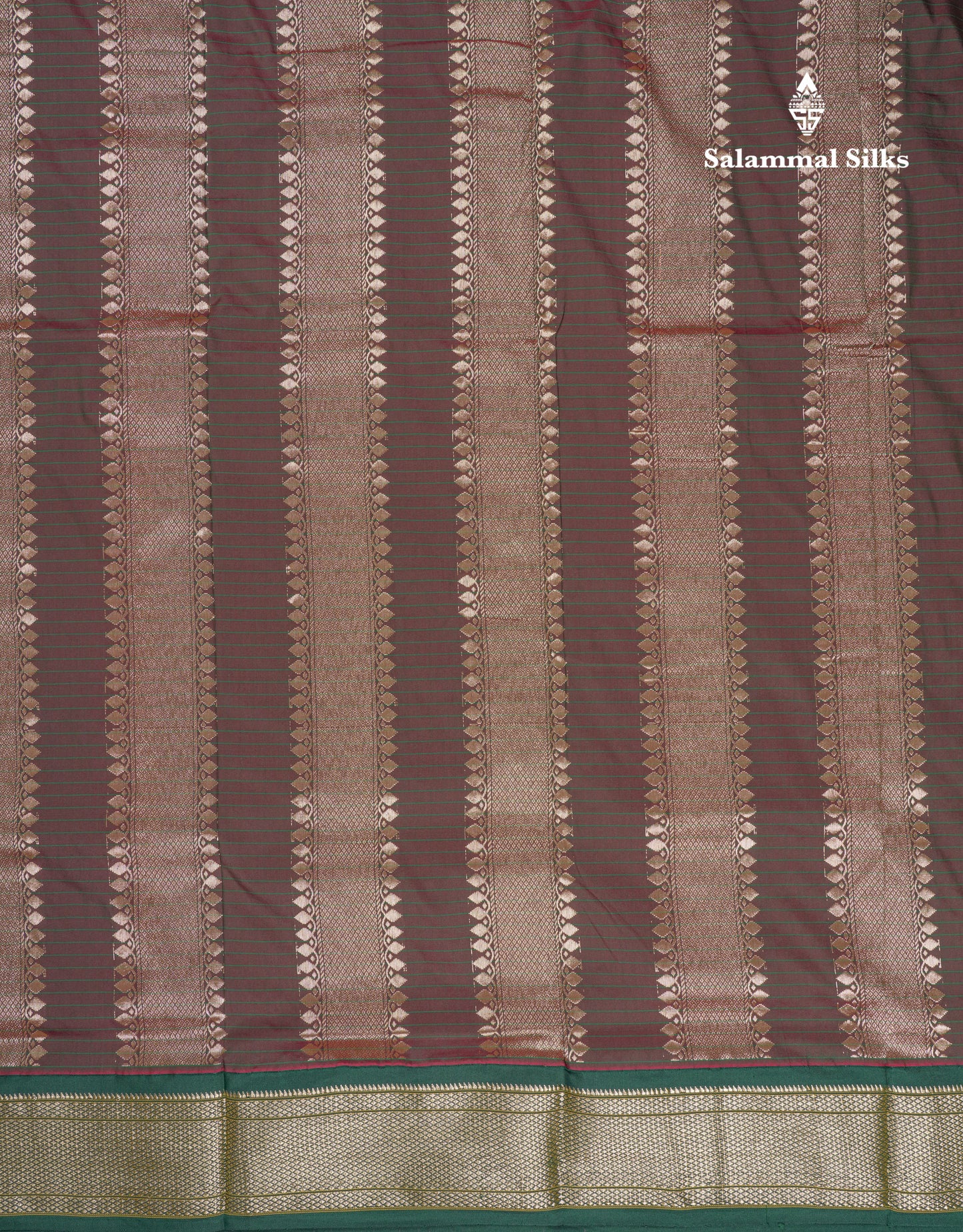 9 Yards Semi Silk Saree Pink Small Checks with Contrast Bottle Green Border