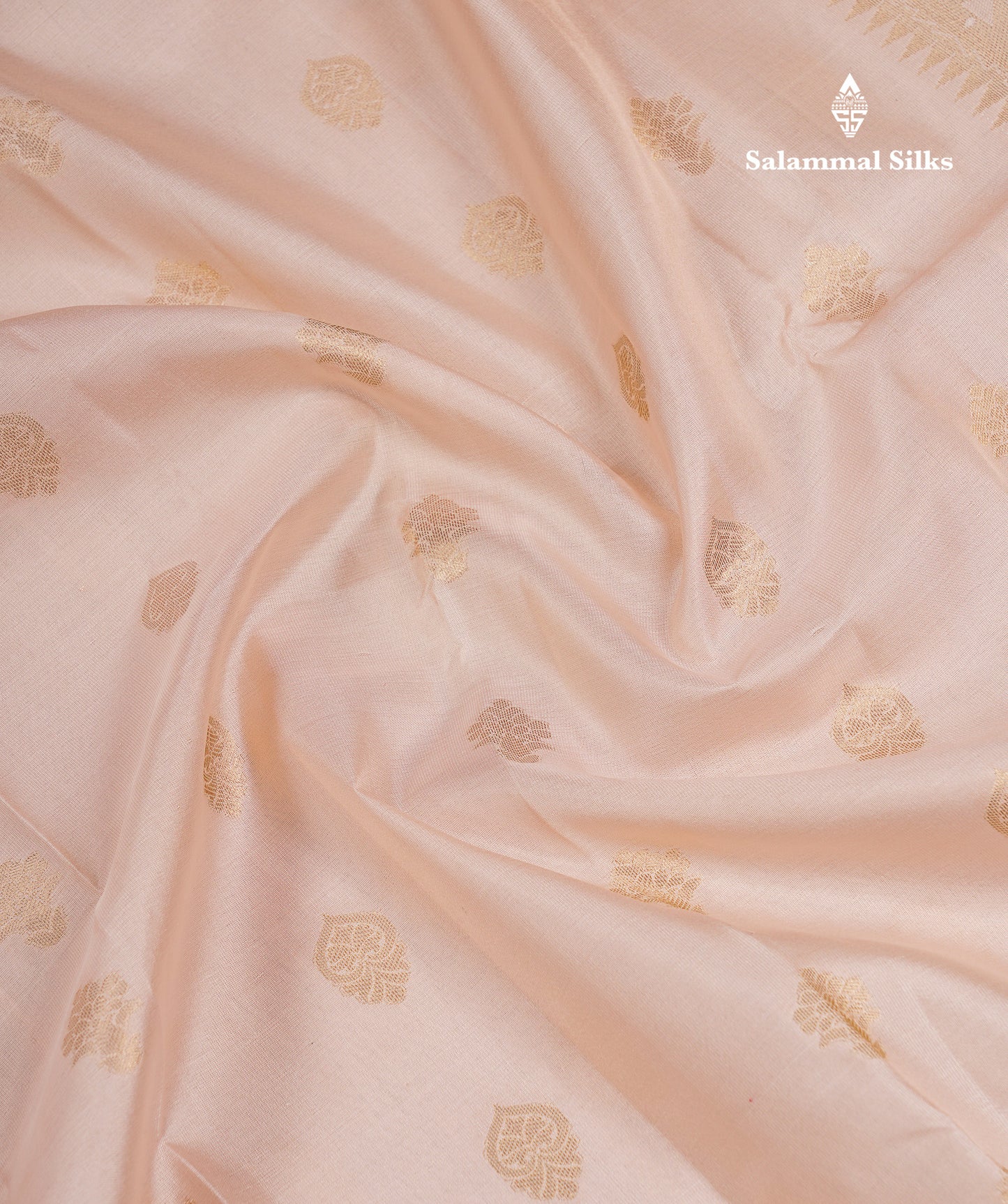 Beautiful Peach Pure Kanjivaram Silk Saree With Evening Morning Traditional Temple Border