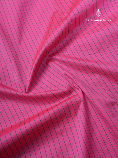 9 Yards Semi Silk Saree Pink Small Checks with Contrast Bottle Green Border