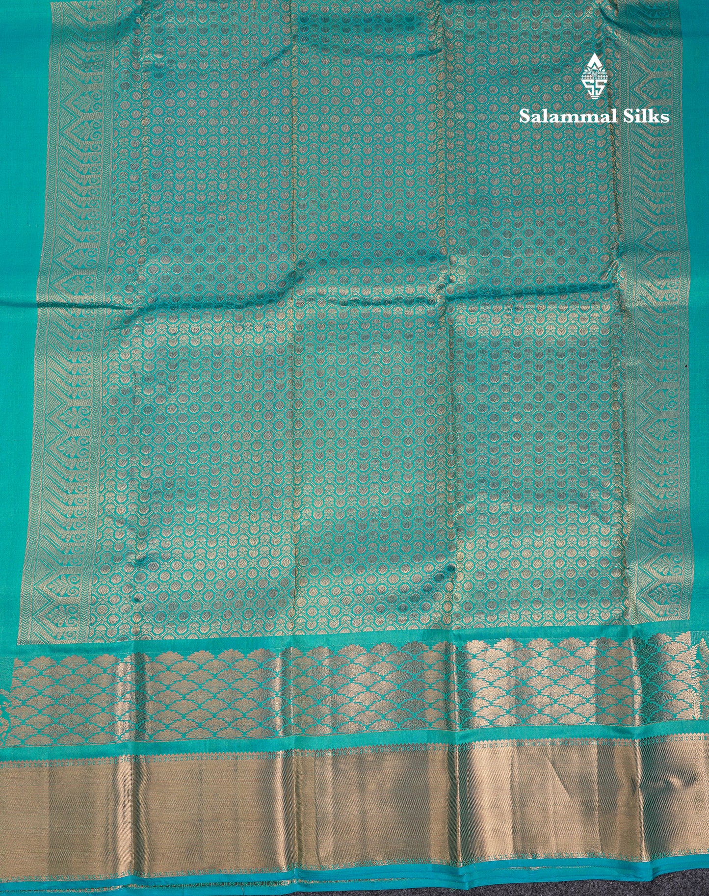 Beautiful Sapphire Blue Plain Pure Kanjivaram Silk Saree With Traditional Border