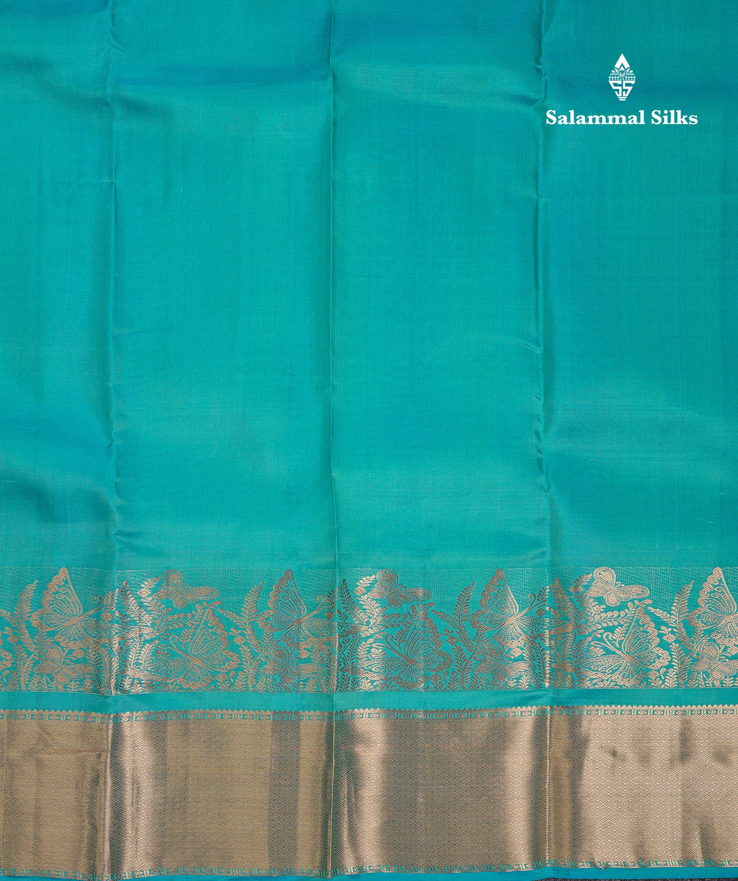 Beautiful Sapphire Blue Plain Pure Kanjivaram Silk Saree With Traditional Border