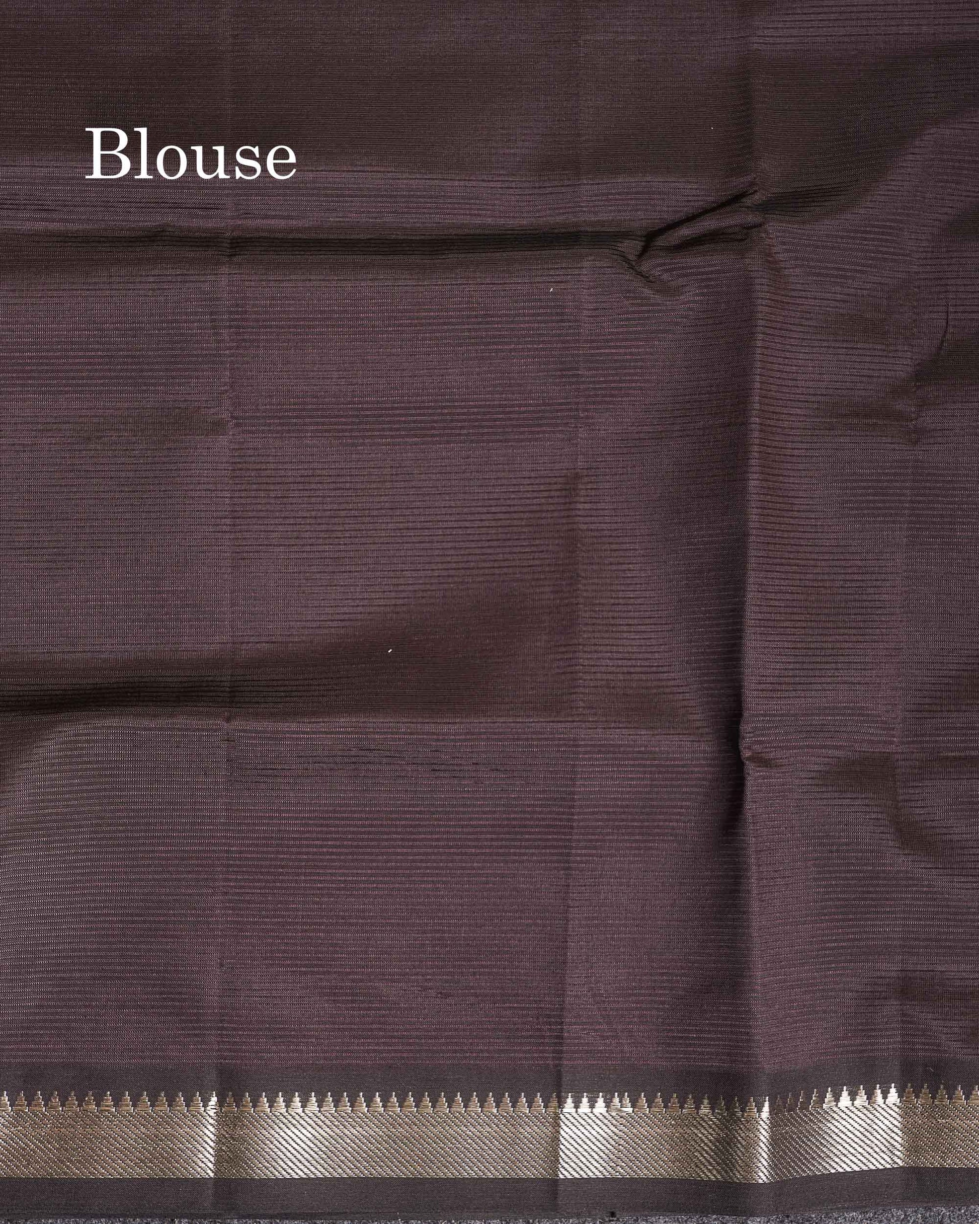 Self Blouse Of Coffee Brown Semi Silk Cotton Saree 
