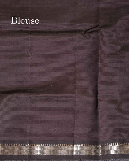 Self Blouse Of Coffee Brown Semi Silk Cotton Saree 