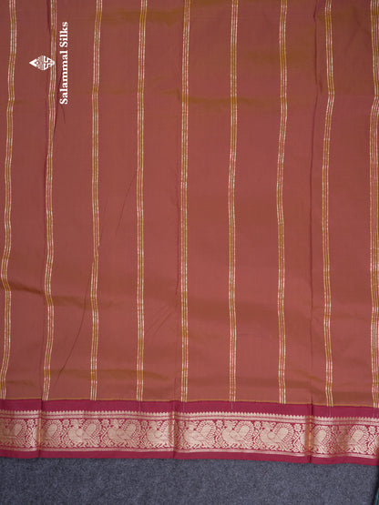 9 Yards Semi Silk Saree Sandal with Contrast Maroon Border