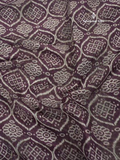 Purple Colour Printed Cotton Mix Saree With Blouse