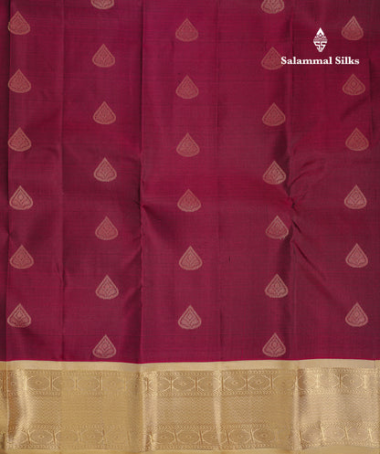 Beautiful Dual Tone Magenta Pure Kanjivaram Silk Saree With Contrast Sandal Traditional Border