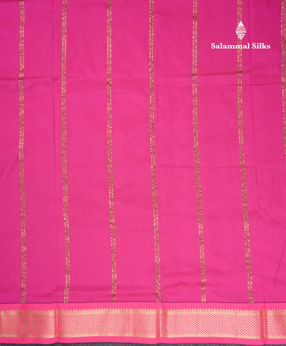 9 Yards Semi Silk Saree Mustard Yellow with Contrast Pink Border