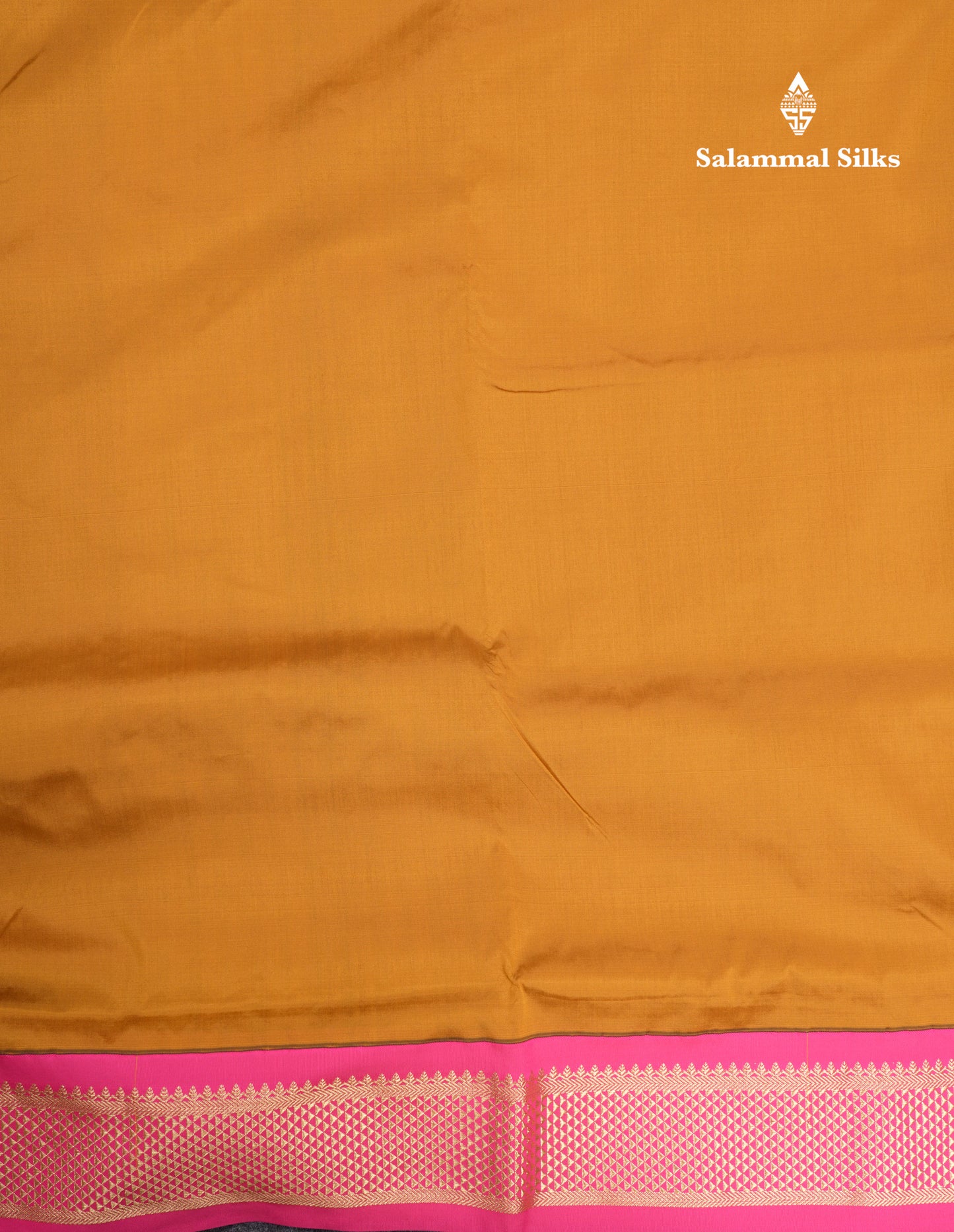9 Yards Semi Silk Saree Mustard Yellow with Contrast Pink Border