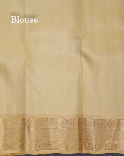 Beautiful Dual Tone Magenta Pure Kanjivaram Silk Saree With Contrast Sandal Traditional Border