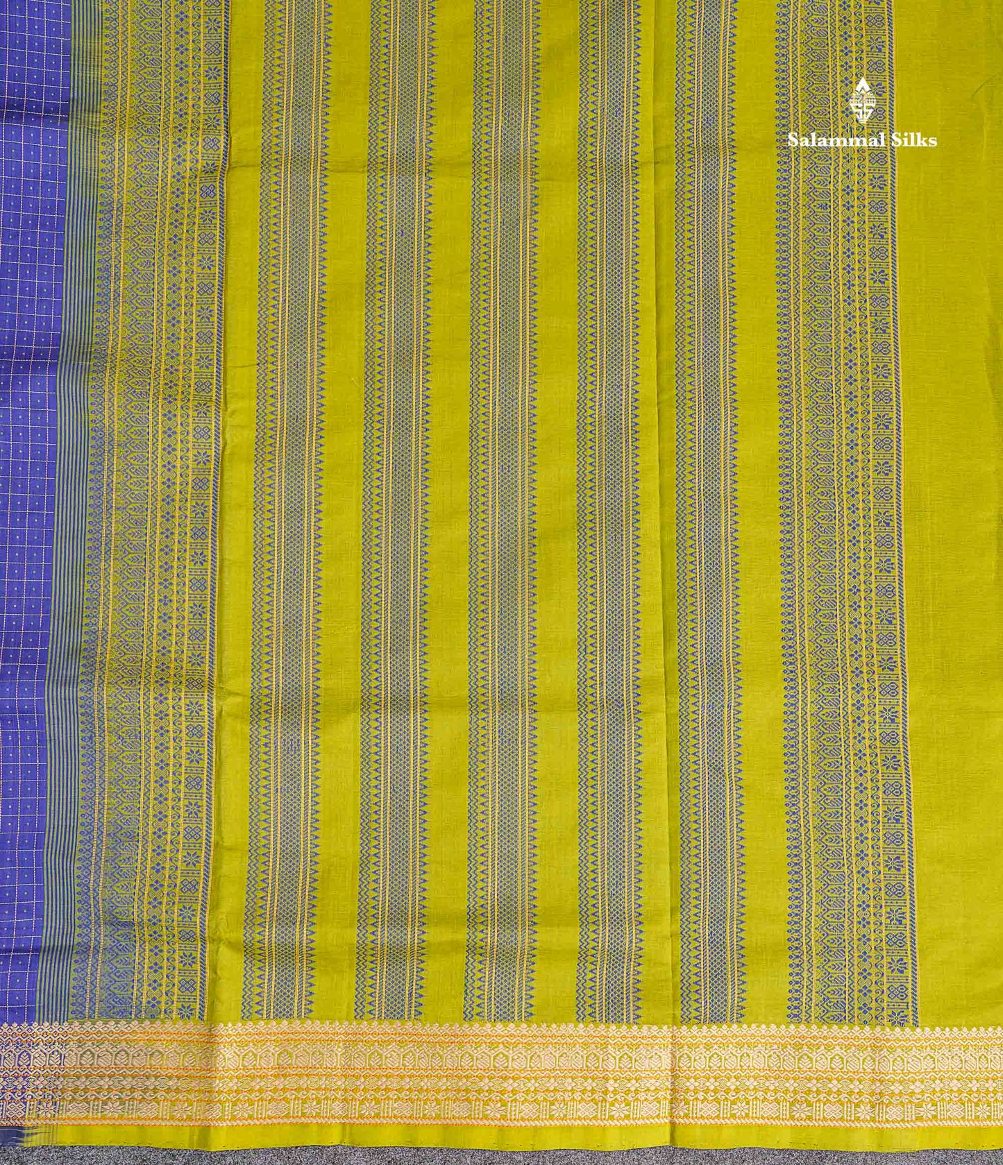 Pallu Of Navy Blue Semi Silk Cotton Saree 