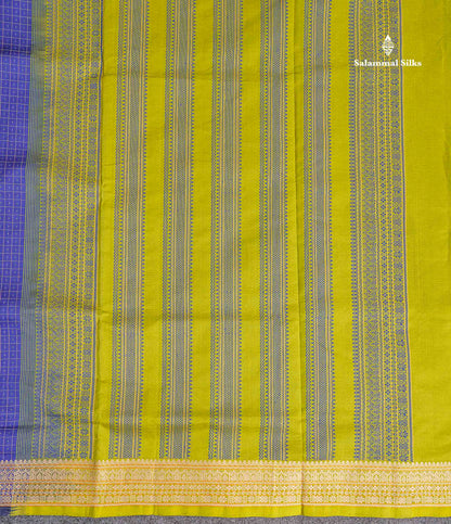 Pallu Of Navy Blue Semi Silk Cotton Saree 
