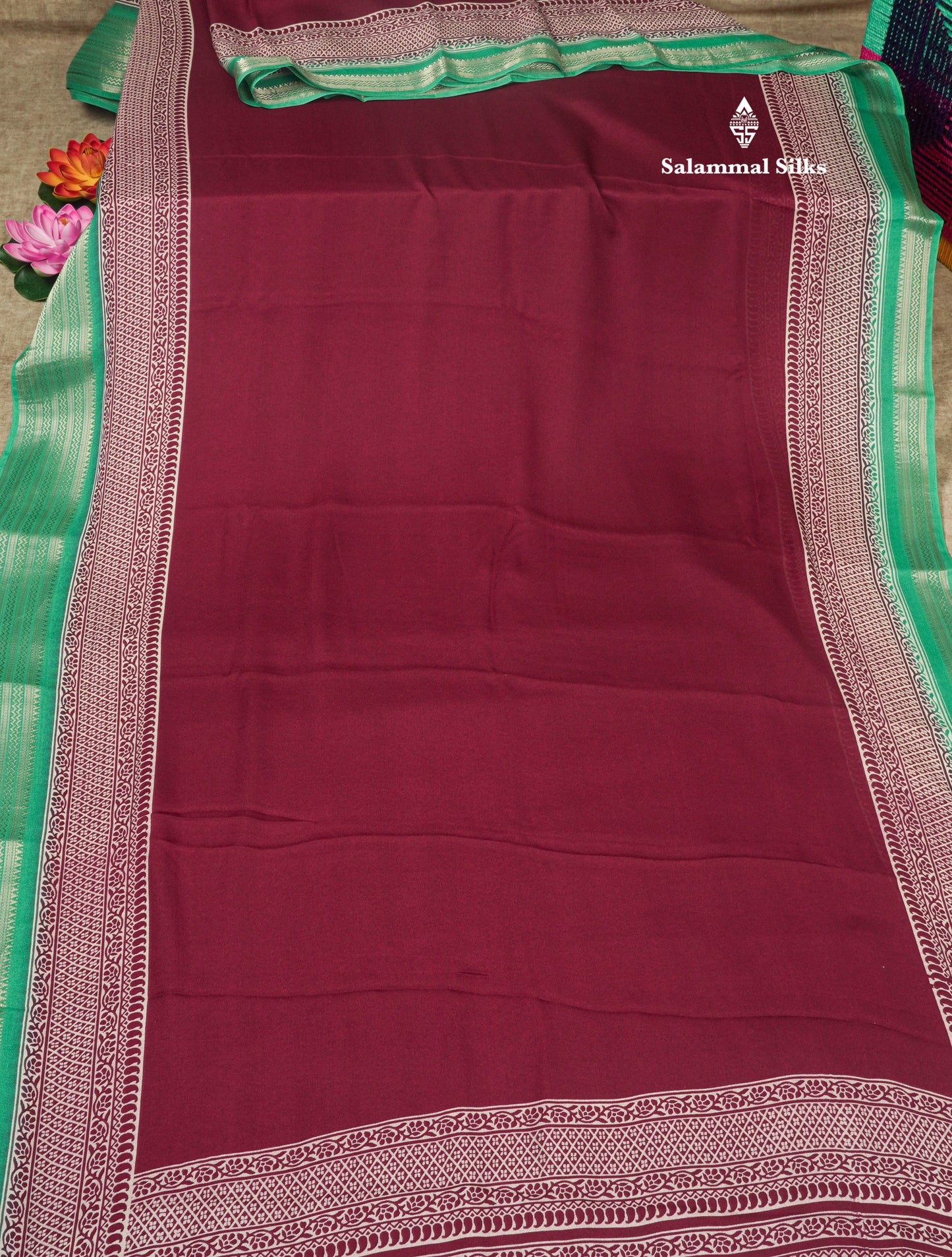 Bottle Green Plain Semi Georgette Saree With Mustard Yellow Traditinal Border