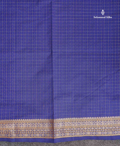 Thread Work Border Of Navy Blue Semi Silk Cotton Saree 