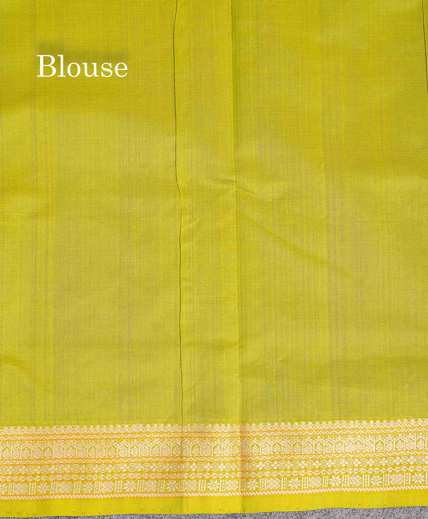 Contrast Parrot Green Blouse Of Navy Blue Semi Silk Cotton Saree 