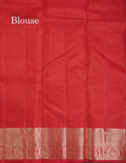 Beautiful Brown Pure Kanjivaram Silk Saree With Traditional Border