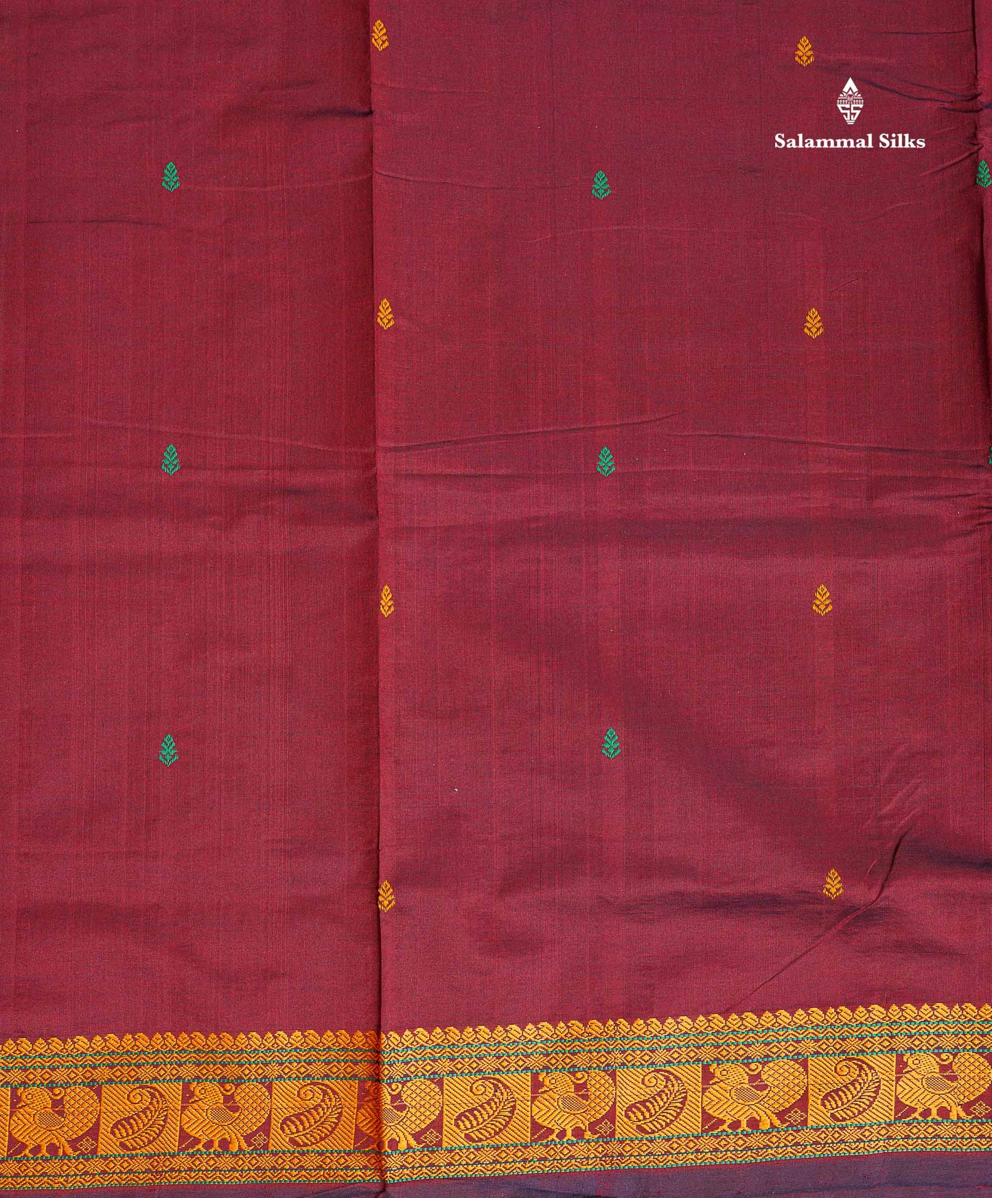 Thread Work Border Of Dark Maroon Semi Silk Cotton Saree 
