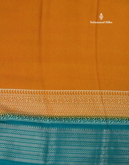 Bottle Green Plain Semi Georgette Saree With Mustard Yellow Traditinal Border